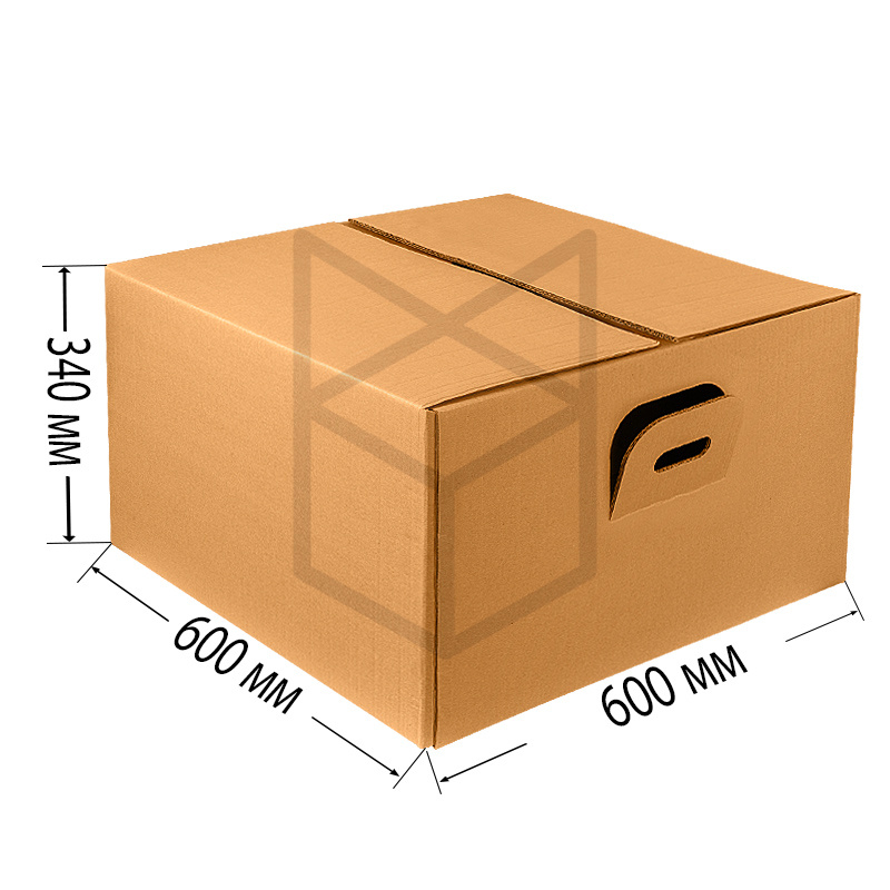 Коробка четырехклапанная 600х600х340 с ручками П-32