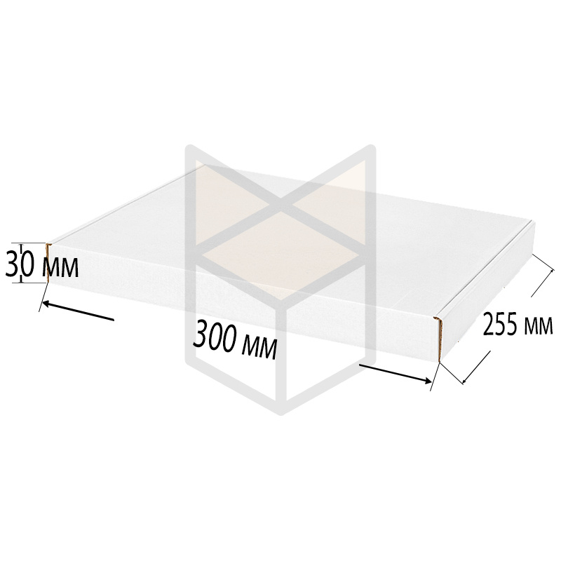 Коробка самосборная 300х255х30 Т23Е Белый